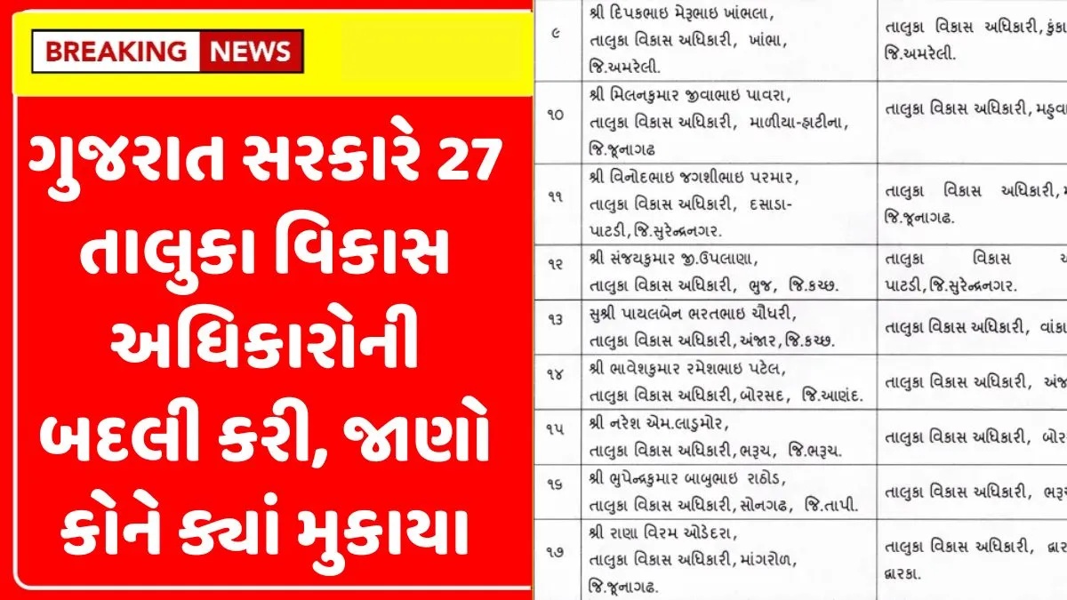 Gujarat TDO transfer list